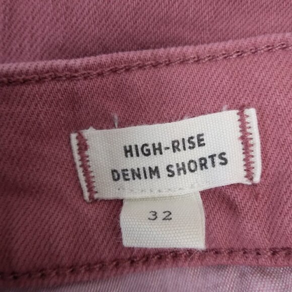 MADEWELL | High-Rise Denim Shorts: Garment-Dyed Button-Front Pink | Size 32 - Picture 7 of 10